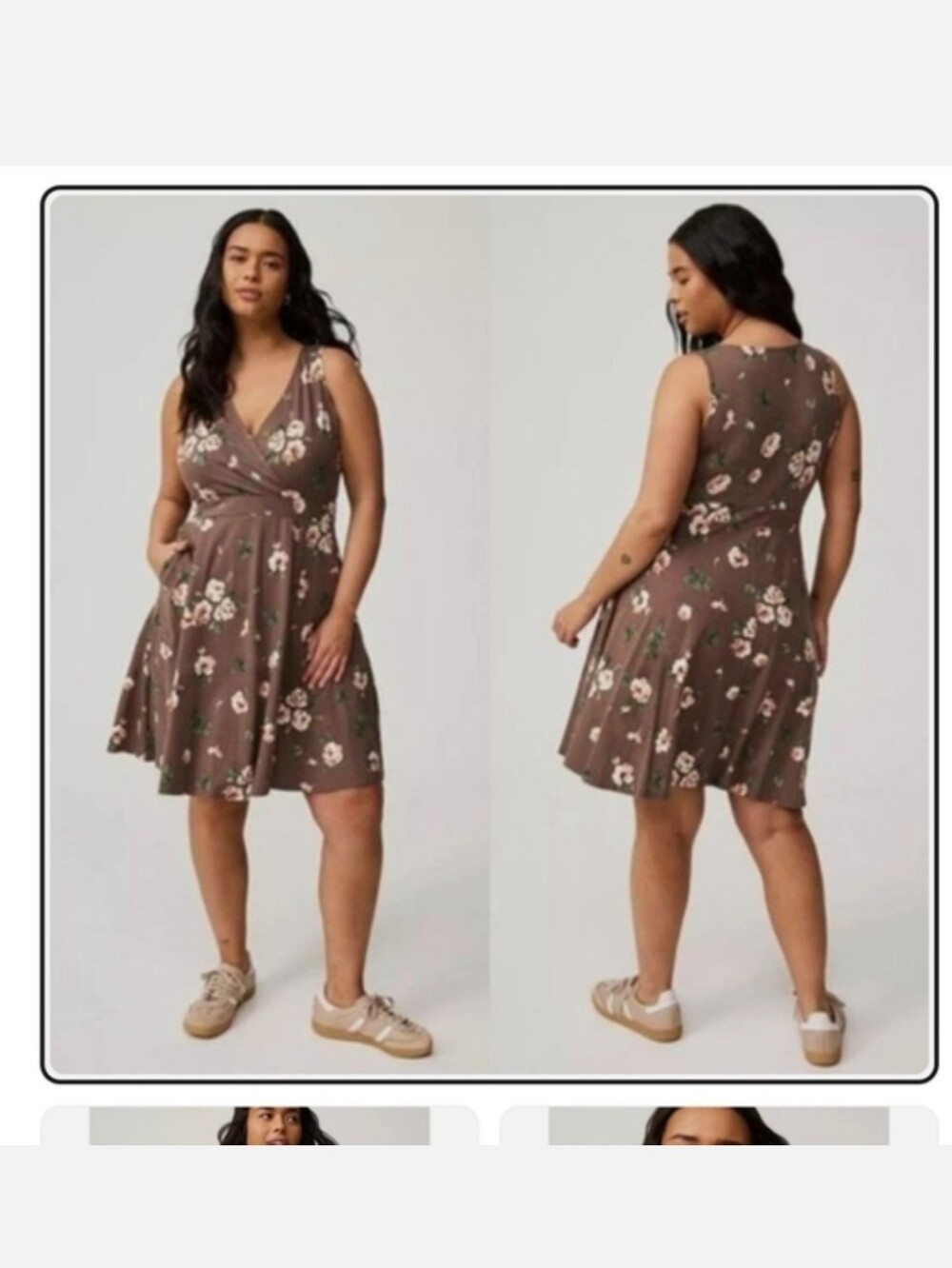 Torrid Brown Floral Wrap-Style Mini Dress